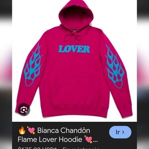 BIANCA CHANDON "LOVER" Hoodie with Blue Flame SIZE M